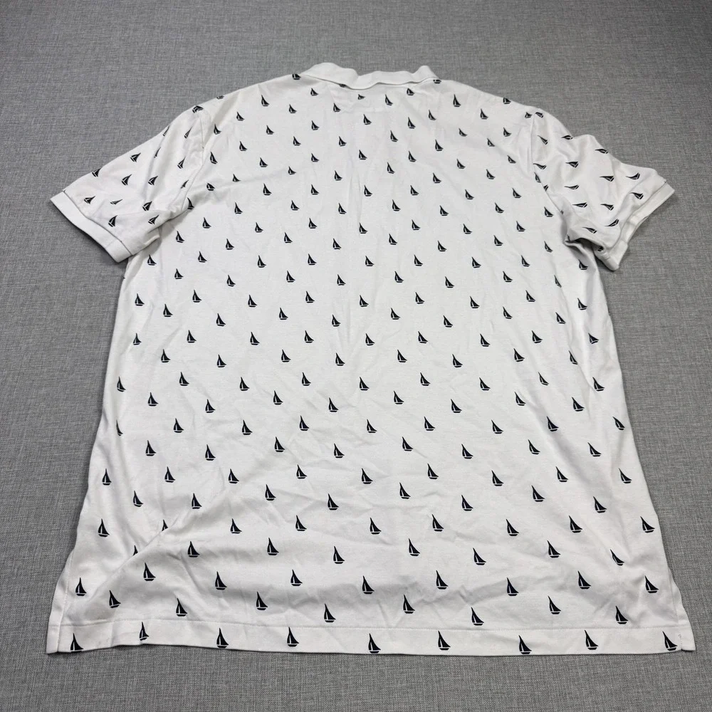 Polo Ralph Lauren Sailboat Print Polo Shirt Mens XL White Embroidered Pony